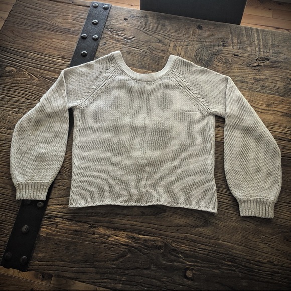 Noisy may Cream Knit Sweater Top Sporty V Design - Picture 2 of 4